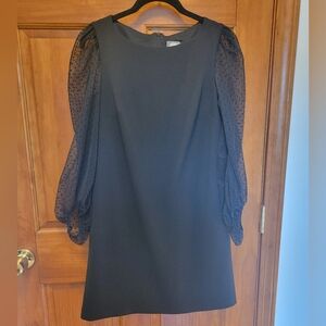 Vince Camuto - Elegant Black Dress with Sheer Sleeves